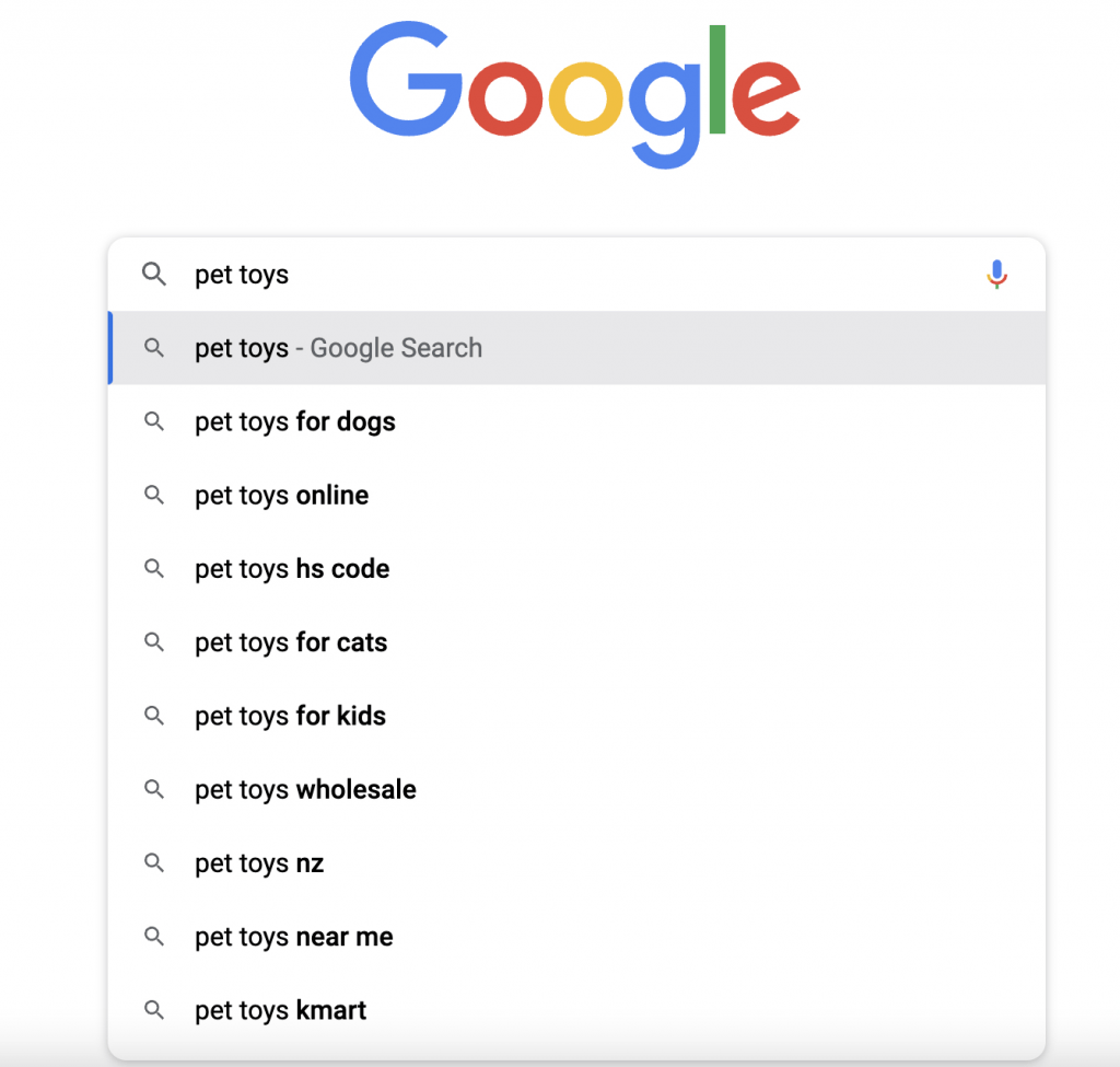 google keywords suggestion