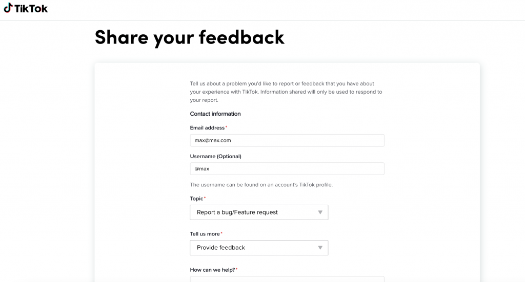 tiktok banned account feedback page