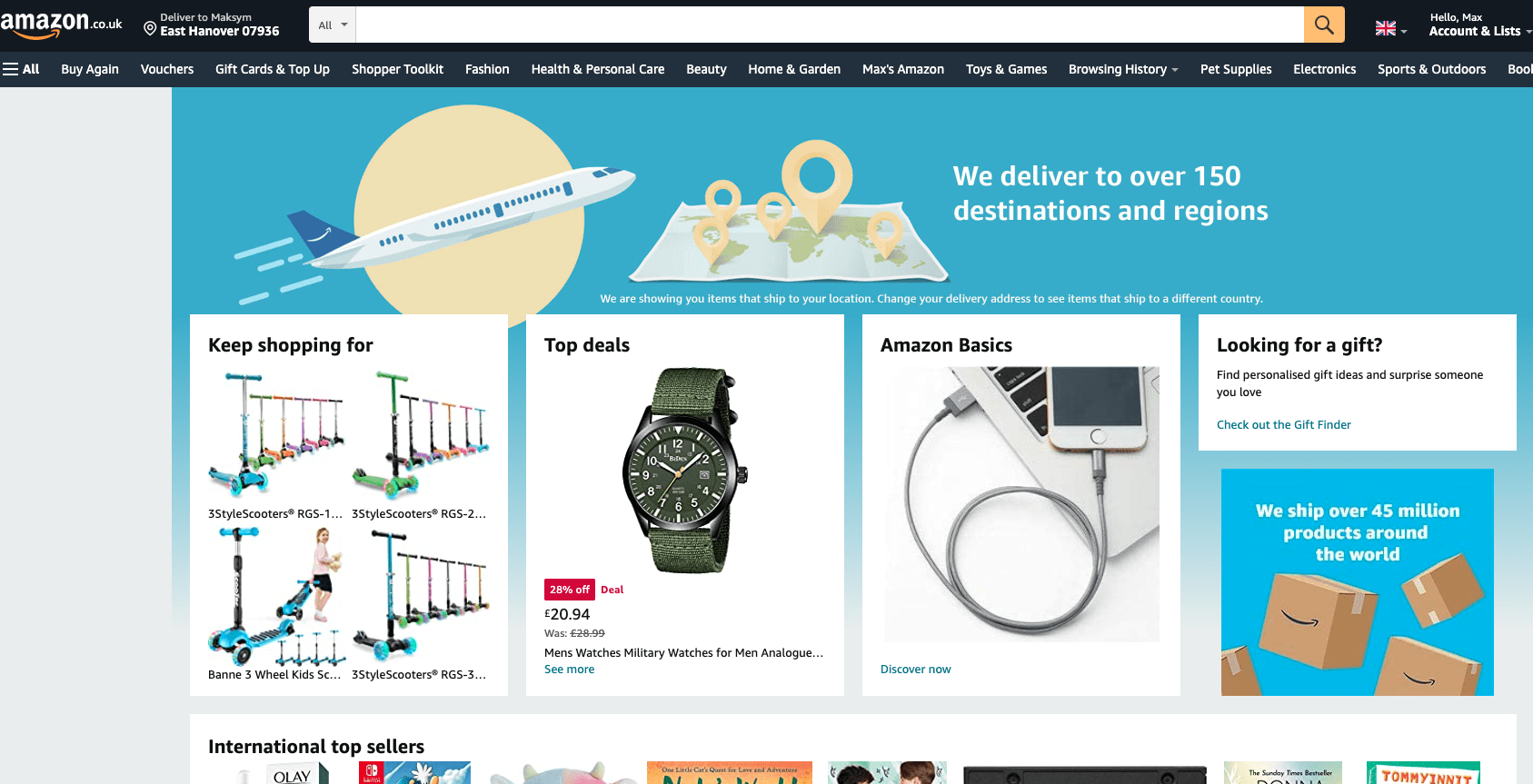 amazon homepage ads
