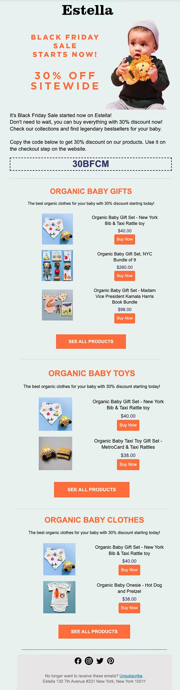 email marketing for baby clothing store