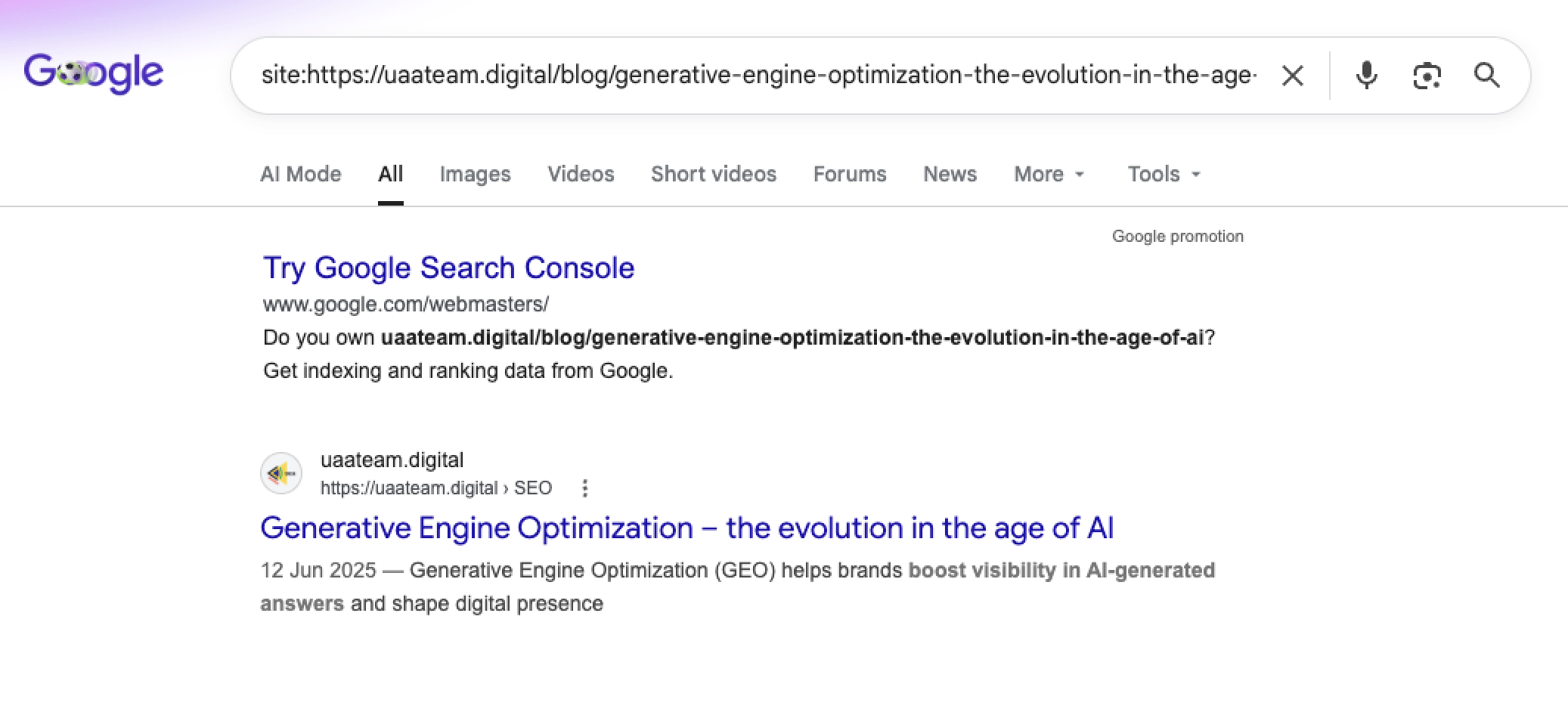 google search results